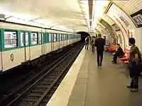 MF 67 rolling stock on Line 12 at Corentin Celton