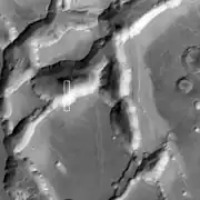 Part of Noctis Labyrinthus taken with Mars Global Surveyor.  Courtesy NASA/Malin Space Science Systems.