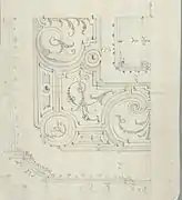 Quarter of the parterre of the Grotto. Nationalmuseum of Stockholm. Condition of parterre between 1680 and 1708