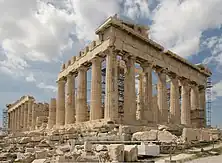 The Parthenon under restoration in 2008, the most iconic Classical building, built from 447&nbsp;BC to 432&nbsp;BC, located in Athens