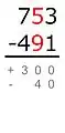 The smaller number is subtracted from the greater:90 − 50 = 40Because the minuend is smaller than the subtrahend, this difference has a minus sign.