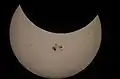 San Jose, California, 21:26 UTC. The eclipse coincided with giant sunspot region 2192, the largest seen in 24 years.