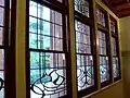 Art nouveau clear leadlight windows on stairway