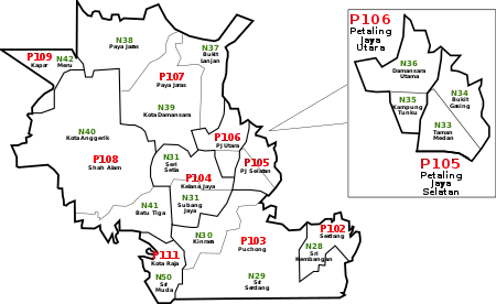 Petaling, Selangor Parliament and State Assembly Electoral Districts