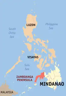 Map of the Philippines highlighting Zamboanga Peninsula