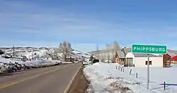 Entering Phippsburg on State Highway 131, February 2011