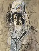 Espagnole et agneau de l'apocalypse, c. 1927–28, gouache, watercolour and brush and ink on paper, 65 × 50&nbsp;cm, private collection
