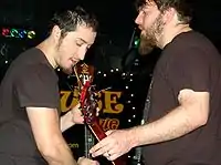 Pinback performing at Clubhouse Music Venue in May 2006. Left to right: Armistead Burwell Smith IV, Rob Crow.