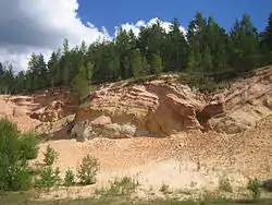 Wall of previous sand quarry in Piusa.