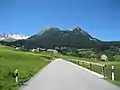 Piz Toissa with road from Riom