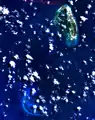 NASA image of Île Platte—Platte Island with surrounding reefs