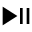A black isosceles triangle pointing right next to two congruent black rectangles side-by-side with a space between them