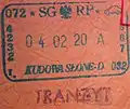 Pre-Schengen entry for transit stamp at Kudowa-Zdrój (border with Czech Rep.), February 2000.