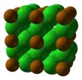 Space-filling model of 2x2x2 unit cells (8 cells in total)