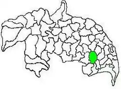 Mandal map of Guntur district showing  Ponnur mandal (in green)