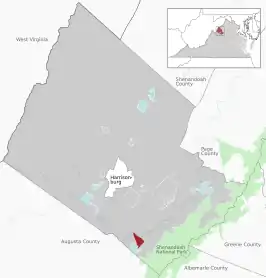 Location of the Port Republic CDP within the Rockingham County