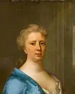 Detail of a portrait of Jane Aynscombe, c1705