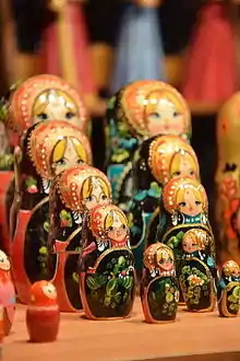 Matryoshka dolls in a market
