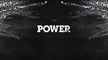 A dark montage with the name "Power" written on it, surrounded by a cloud of cocaine.