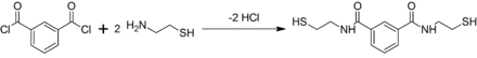 Isophthaloyl  dichloride + 2×cysteamine → BDTH2