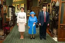 President Donald Trump and First Lady Melania Trump with Queen Elizabeth II in the Windsor Castle, 2018.