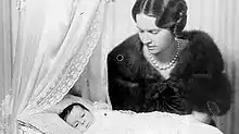 Princess Sibylla wearing the Grand Bernadotte pearl necklace