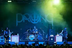 Prong performing live at Wacken Open Air 2017. L-R: Tommy Victor, Art Cruz, Jason Christopher