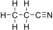 Skeletal formula of propanenitrile with all explicit hydrogens added