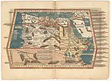 A map of Africa as it was known to Europeans in the 15th century. created by German cartographer Lienhart Hol and based on Ptolemey's fourth map of Africa