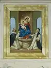 Close up of the Our Lady of Pompeii mosaic above the main altar.