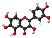 Ball-and-stick model of the quercetagetin molecule