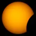 Fixed tripod image of a solar eclipse using a digital-SLR camera with a 500&nbsp;mm lens