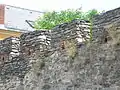 Raabs an der Thaya. Merlons on Town walls with inserted brick gun ports