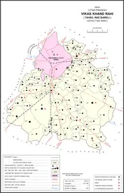 Map showing Rustampur (#445) in Rahi CD block