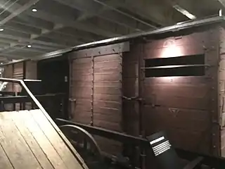 Covered goods wagons would transport Jews to concentration camps; many were unaware of their awaiting fate.