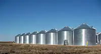 Grain silos along the west side of Ralls