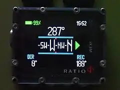 Ratio iX3M GPS dive computer in compass mode