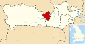 Borough of Reading shown within Berkshire