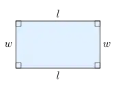 A rectangle with length and width labelled