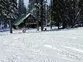 Skiing towards the rental shop off High T