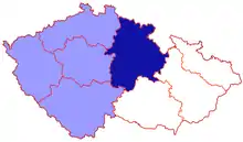 Dark blue: Diocese of Hradec Králové
Light blue: Ecclesiastical Province of Prague