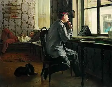 Students studying for an exam at the Academy of the Arts (1864) (State Russian Museum)