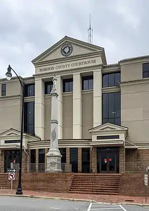 Robeson County Courthouse and Confederate Monument in Lumberton
