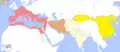 The Han dynasty (yellow) in 1 AD.