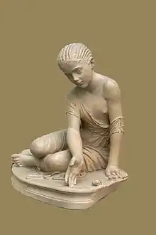 Roman Statue of a girl playing astragaloi 130 - 150 BCE. Berlin, Antikenmuseum.