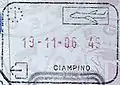 Exit stamp for air travel, issued at Ciampino–G. B. Pastine International Airport