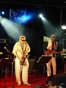 Ronnie Cuber (left) and Chuck Rainey at the Porretta Soul Festival, 2005