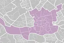 Map of the Rotterdam districts with Witte Dorp marked out
