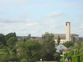 A view of the village and church