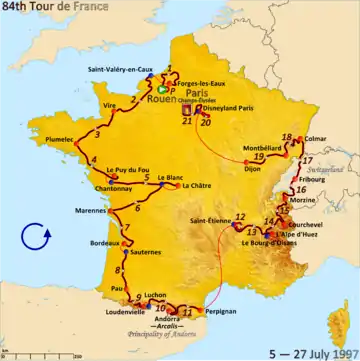 Route of the 1997 Tour de France